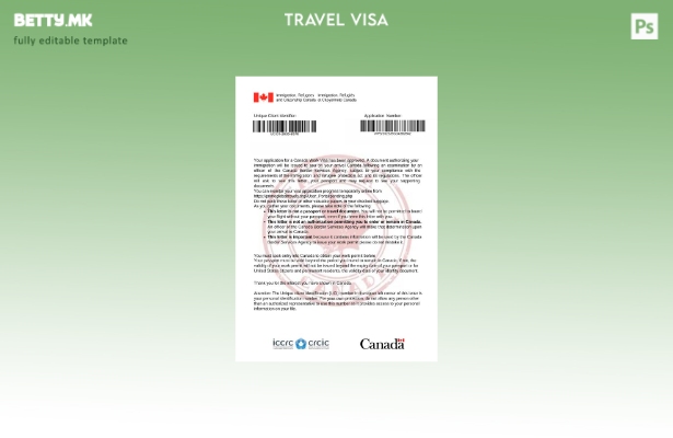 Модерен стил Шаблон за писмо за одобрение за виза за Канада во шаблон за формати